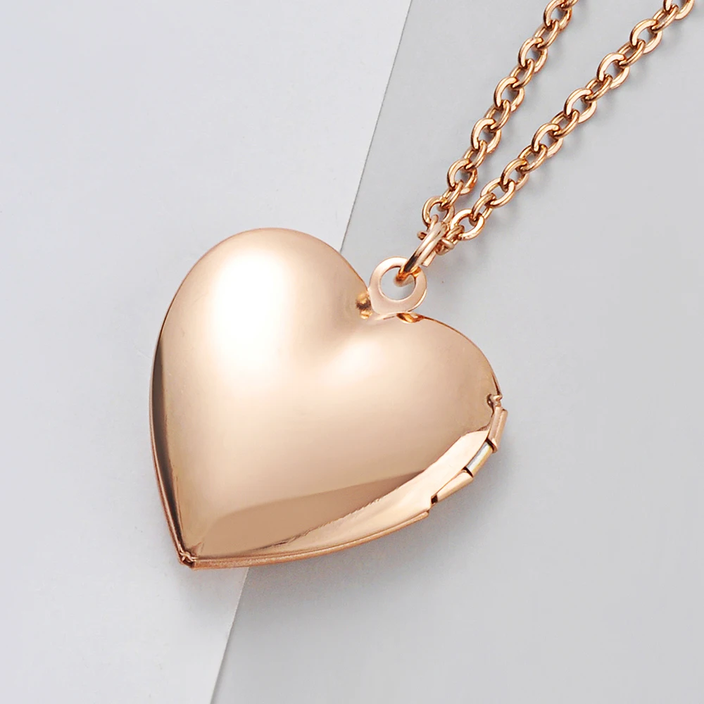 

10Pcs/Lot Mirror Polish Stainless Steel 28.5*28.5mm Love Heart Photo Frame DIY Memory Locket Pendant Necklace