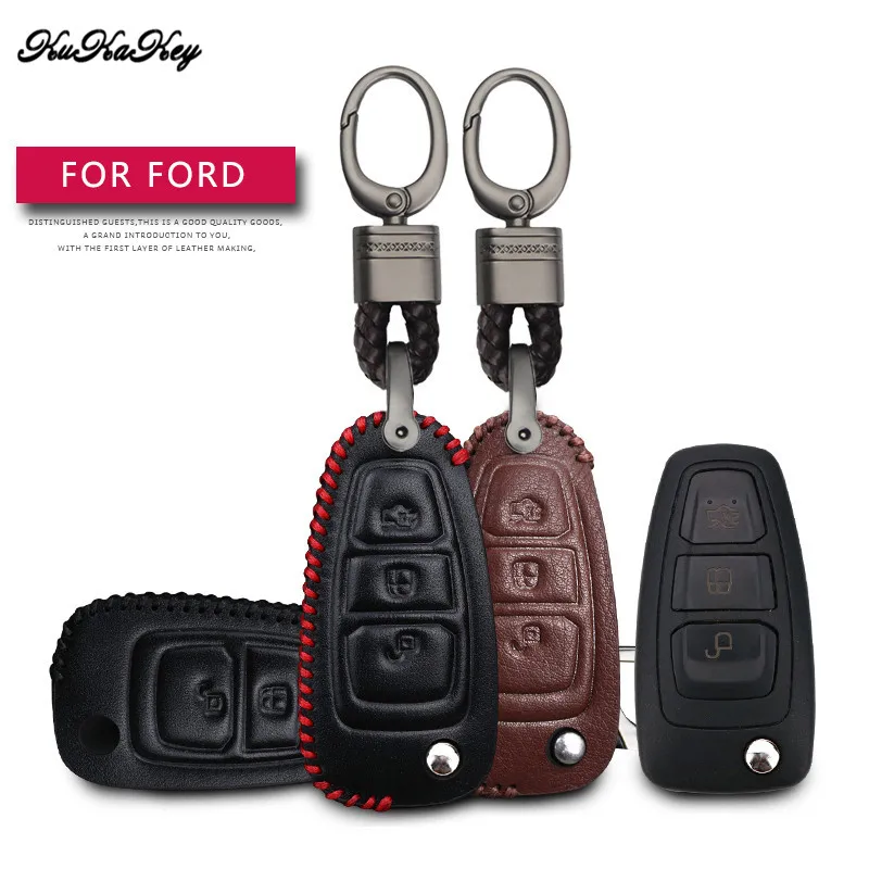 Кожаный чехол для автомобильного ключа защитный Ford Ranger C S-Max Focus Galaxy Mondeo Transit Car