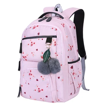 

Teenager Girls Interlayer Laptop Student Large Capacity Women Backpack Wear Resistant Printed Schoolbag Zipper Waterproof