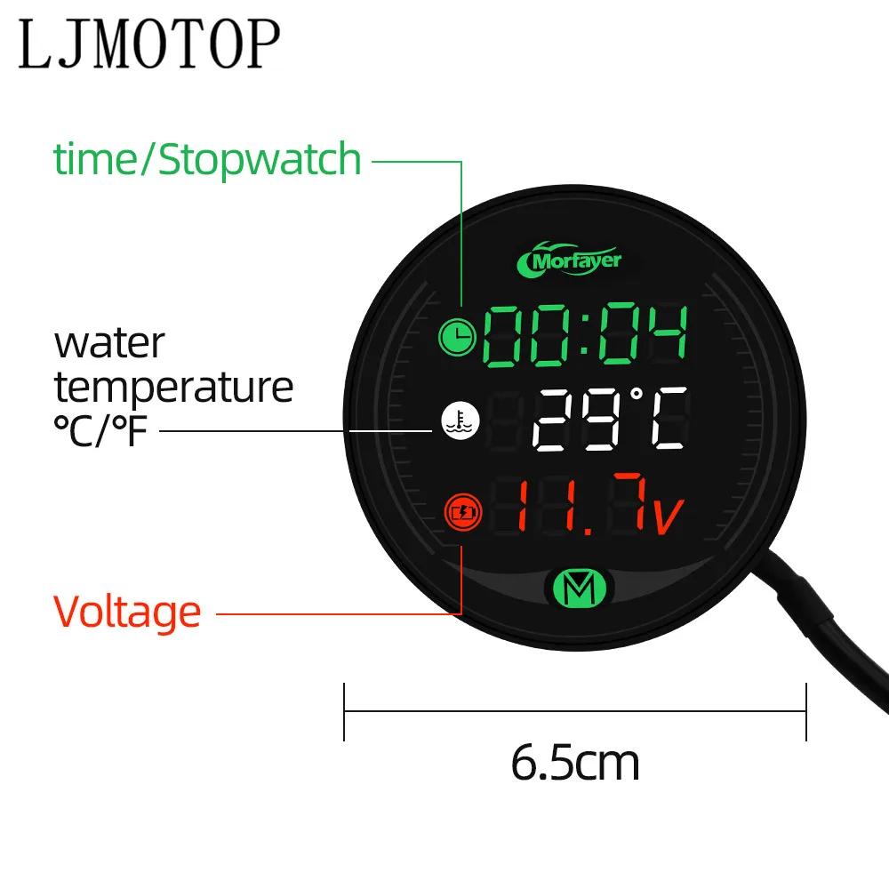 For Yamaha YQ50 Aerox MBK Nitro Suzuki drz400 ltz400 Motorcycle Voltmeter Clock Water Temperature Digital Display Meter Sensor