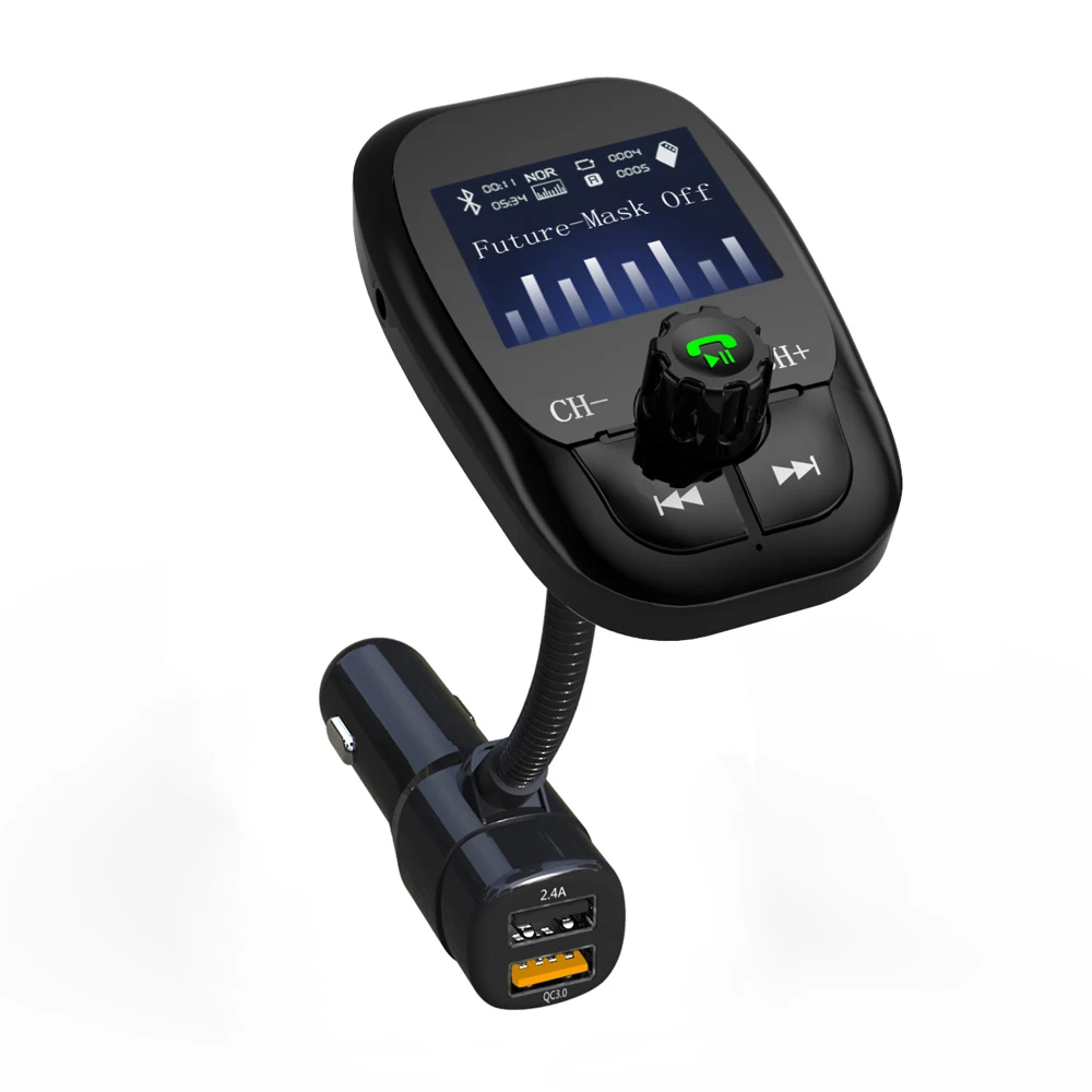 Fm-передатчик Быстрая зарядка 3,0 Автомобильное зарядное устройство Bluetooth автомобильный комплект Hands Free радио модулятор аудио lcd MP3 плеер USB/TF привод