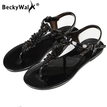 

PVC Sandals Women Shoes Flip Flops Beach Shoes Woman Flat Transparent Jelly Shoes Women's Flower Casual Sandals WSH3541