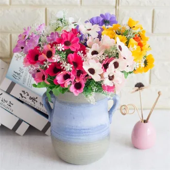 

10Pcs Fake Field Chrysanthemum (7 stems/bunch) 13.78" Length Simulation Gerbera for Home Wedding Decorative Artificial Flowers