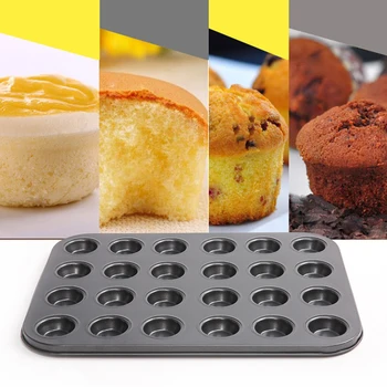 

Bakeware Mini Muffin Cake Baking Pan 24Holes Cupcake Mold Non Stick Baking Dishes Carbon Steel Oven Trays Pastry Tool