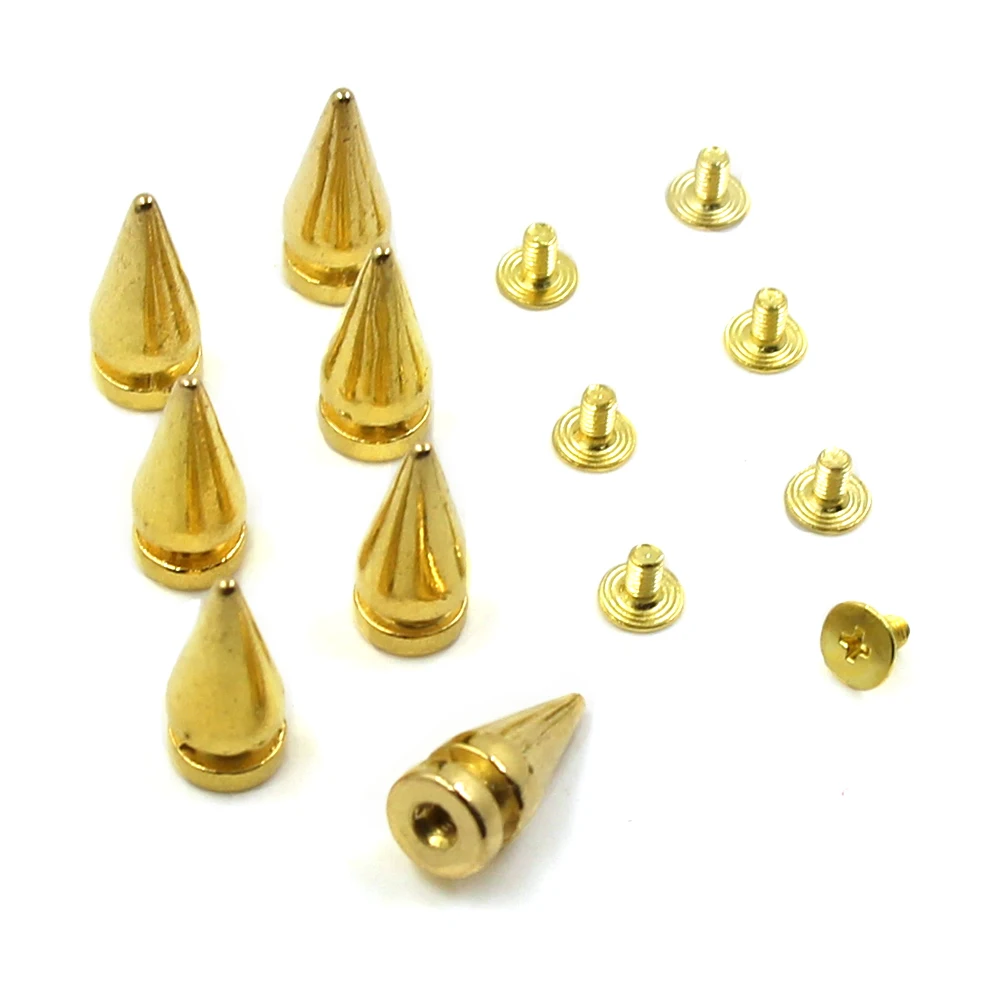 50Pcs Sliver Gold Spikes And Studs For Punk Rock Leather DIY Conical Metal Stud Screwback Nailheads Rivets For Shoes Clothes Bag