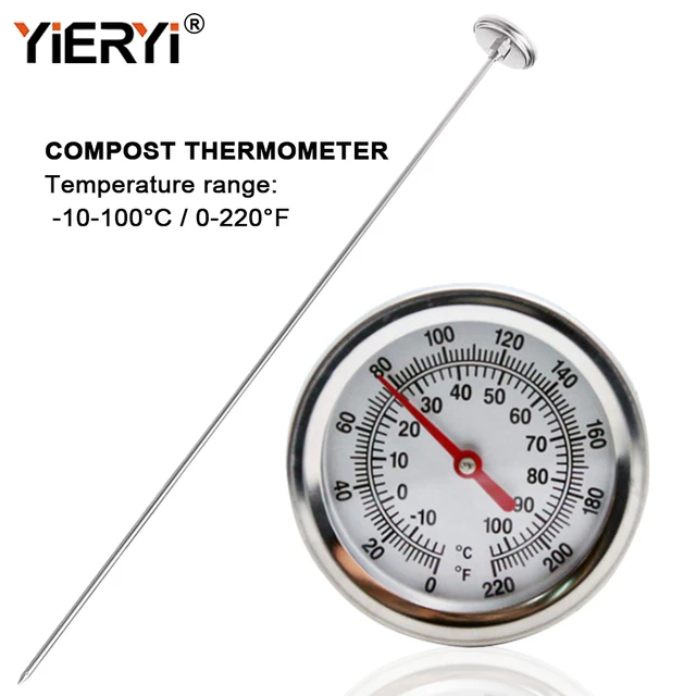 Thermomètre à sol en acier inoxydable, sonde longue de 500mm, lecture  instantanée-10-100 ℃/0