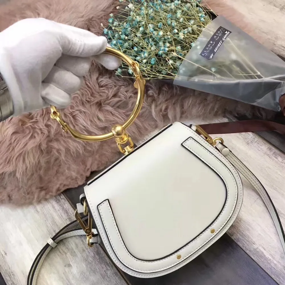white Новинка, роскошная женская сумка, брендовые сумки, натуральная кожа, кошелек, кольцо, Дамская мода, мини дизайнерская сумка на плечо, сумка через плечо NILE - Цвет: white