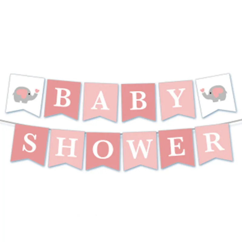 3m Boys Girls Pink Blue Elephant Baby IT'S A GIRL IT'S A BOY Baby Full Moon Birth Party Baby Show Flag Baby Shower Party qq061 (5)