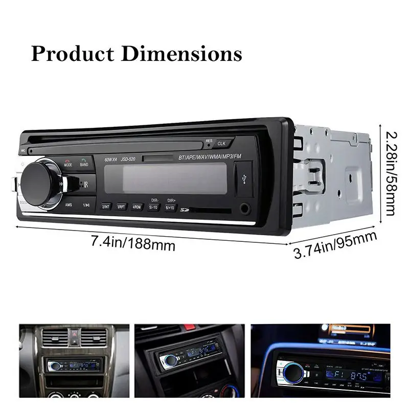 Новое автомобильное радио 1 Din 12V стерео Bluetooth MP3 музыкальный плеер USB Aux вход TF