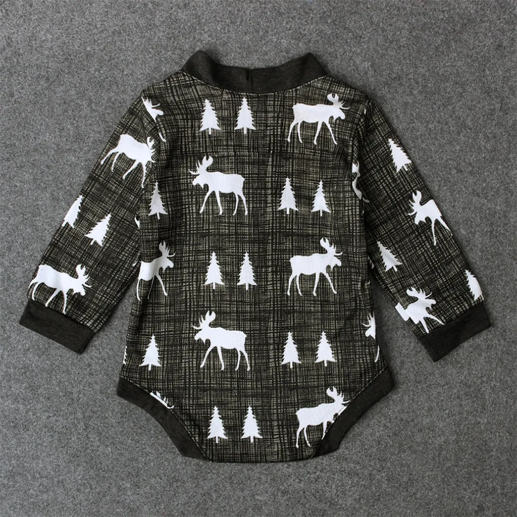 Children's Christmas Clothes Christmas tree Elk Loose Coat Button V collar Fashion Cartoon Long Sleeve Single-breasted Baby Boy