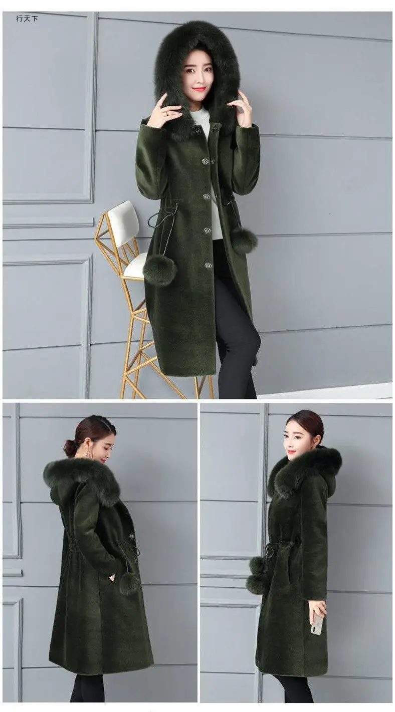 Зимнее женское Шерстяное Пальто Новое теплое пальто с капюшоном женское модное двубортное шерстяное пальто с двойным карманом
