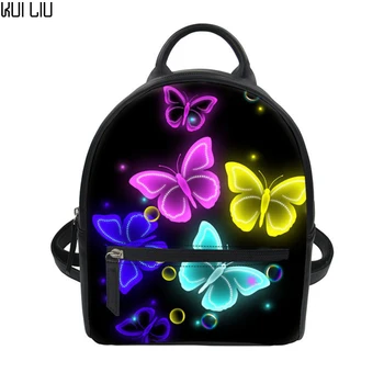 

Customized Small Women Backpack Cute Butterflies Print Mini Rucksack Lady Luxury Leather Shoulder Bagpack Teenagers Bolsa