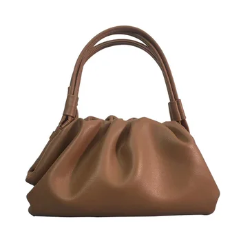 

Women's Leather Bags 2019 New Style Hand Cloud Pleated Over-the-shoulder Bag Handbag
