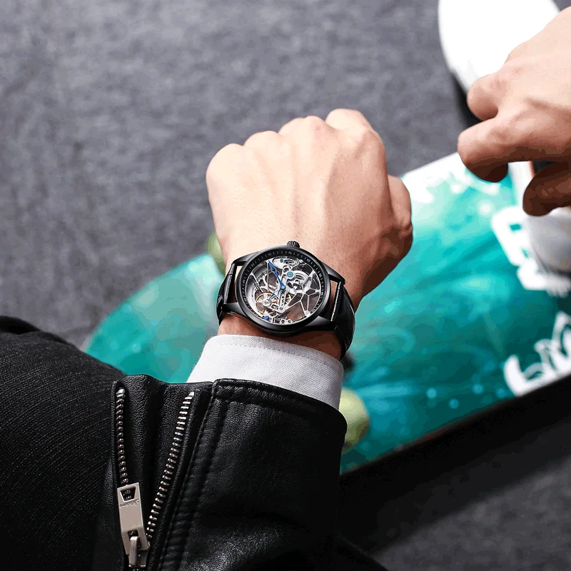 Mechanical Watch Hollow out Tourbillon Automatic MAN WATCH Limited Edition Mechanical Watches Fashion Belt and Steel Band