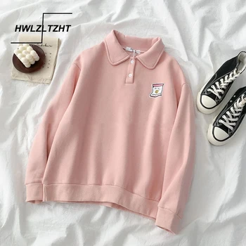 

Korean Fashion Clothes For Women Pink Women Sweatshirt Cotton Cashmere Women's Sweatshirt Loose Pullovers Casual Women Tops
