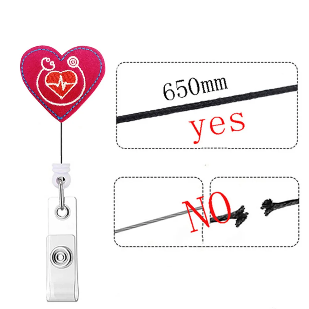 Creative Cute Retractable Nurse Badge Reel Clip Badge Holder Students  Doctor Id Card Holder Kawaii Footprint Organ Heart Pattern