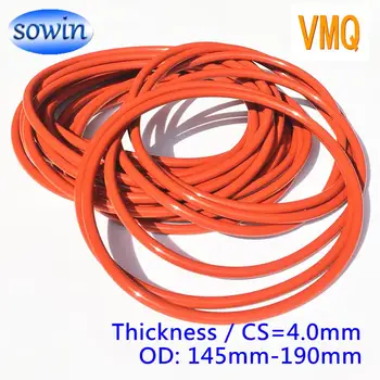 

Red Silicone O Ring 4.0mm Thickness 145 150 160 170 180 185 190mm OD VMQ O-ring Good Elasticity 55Shore O Type Ring Seal Gasket