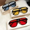 Fashion Oversized Yellow Square Sunglasses Women 2025 Design Rivets Decor Acrylic Rectangle Sun Glasses Shades Eyewear Wholesale 1