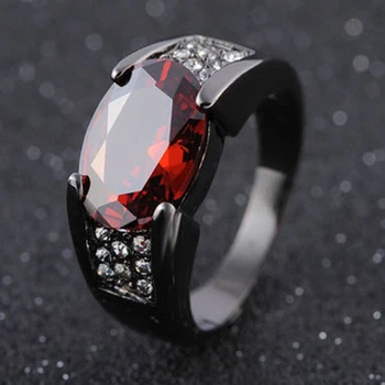 Milangirl Zircon Inlaid Black Ring Cross Border Men’S Ring red purple crystal rings Wholesale Jewelry Anniversary Gift for Men