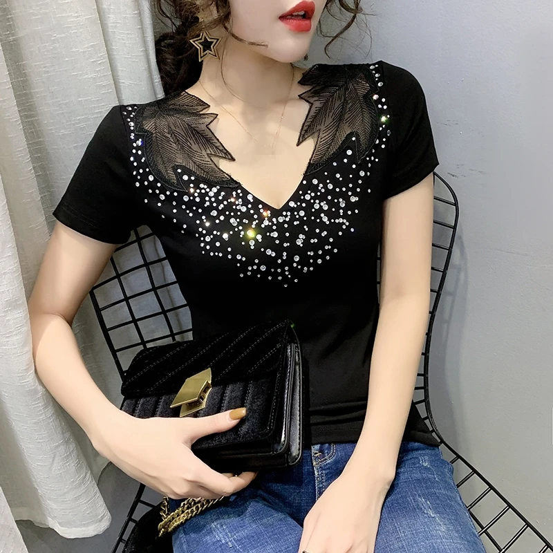 Летняя модная одежда в Корейском стиле сексуальные женские топы с вышивкой