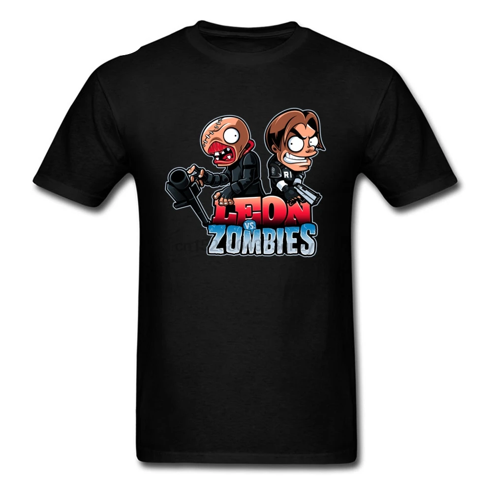 Game Picture Men T Shirts Leon VS Zombies Interesting Tshirt For Youth College Student Father Day Plus Size T-Shirt Tees | Мужская