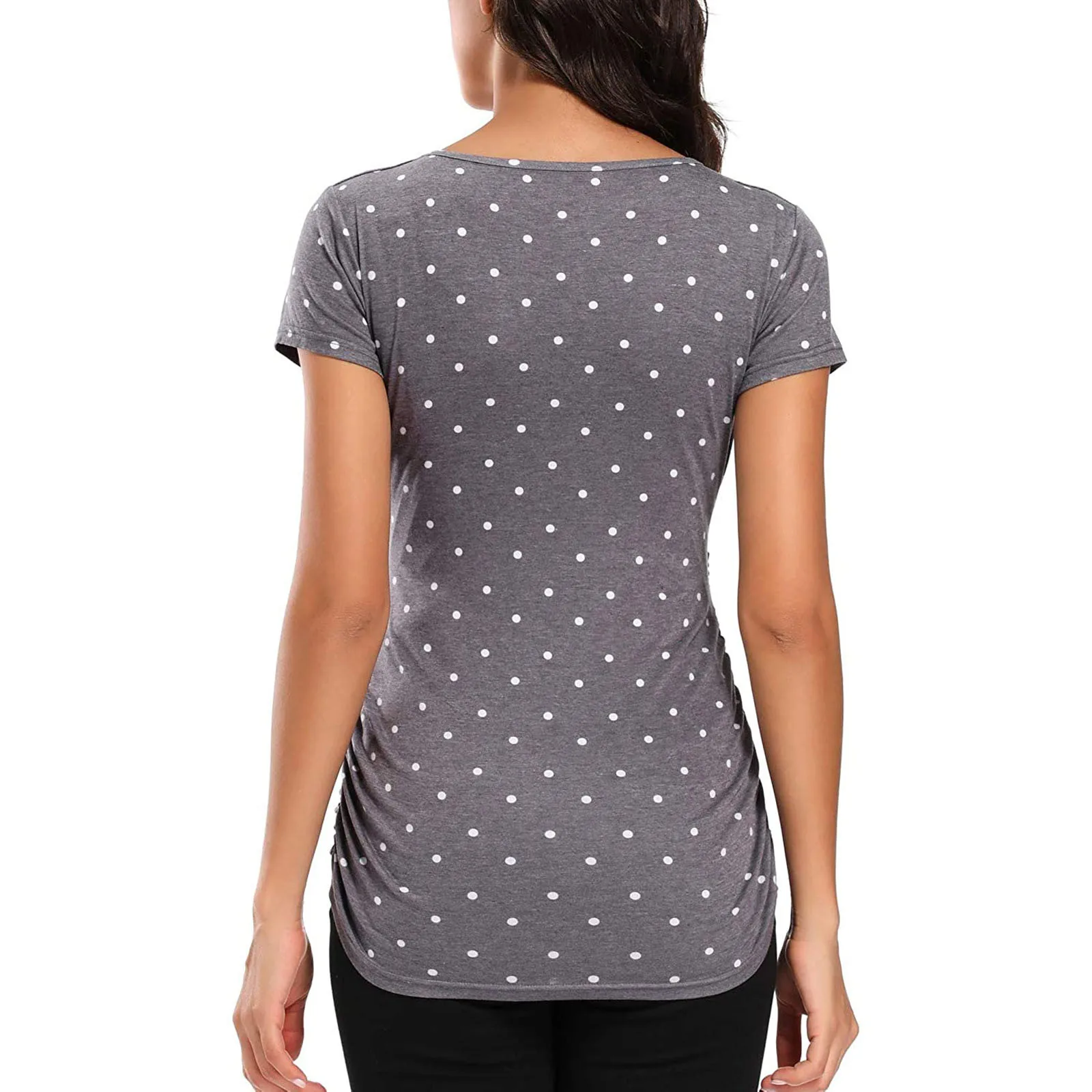 Maternity T-shirt Tops Fashion Solid Short Sleeve Breast-Feeding Pregnant Woman Maternity Summer Tops camisetas de mujer 2