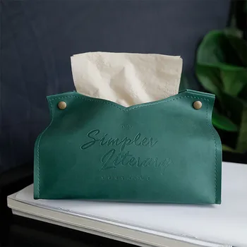 

Faux Leather Tissue Box Car Pumping Tray Bags Bedroom Restaurant Multifunctional Creative PU Tissue Bag Bumpy English Printed