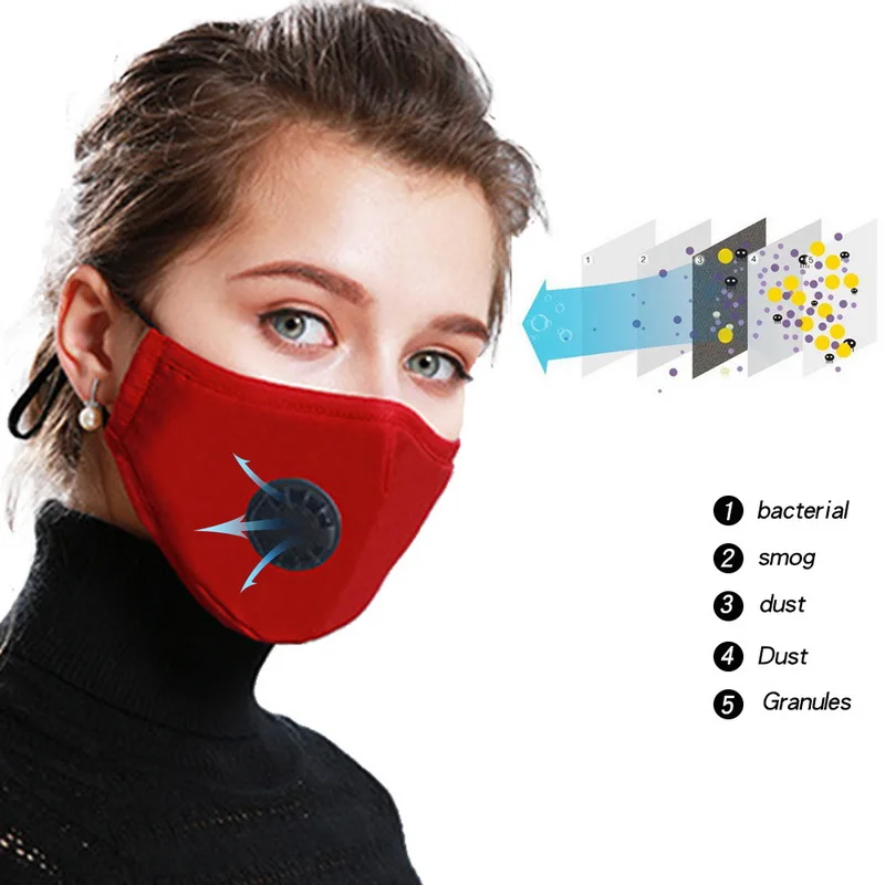 

PM2.5 Anti-dust Mask Anti-virus Washable Anti Haze Mask Activated Carbon Filter Respirator Mouth-muffle For Travel outdoor
