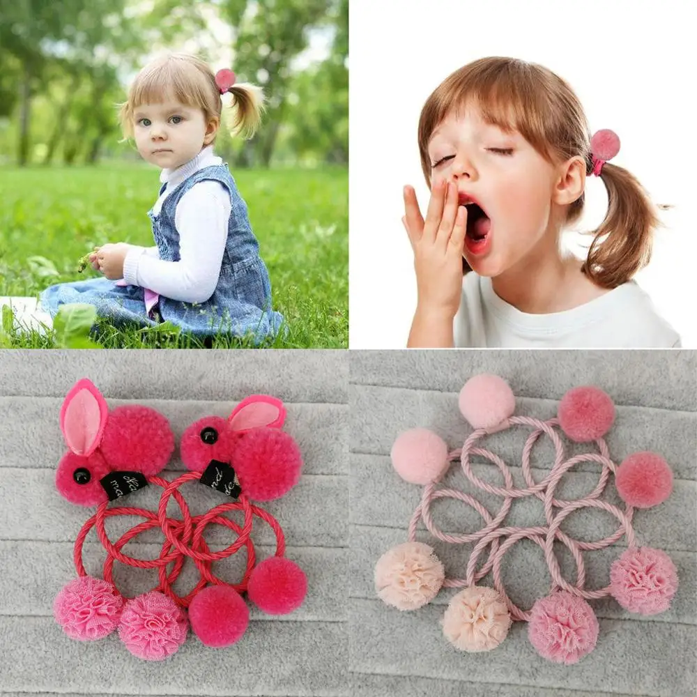 6/8 шт. Детские эластичные резинки для волос с помпоном|Аксессуары девочек| |