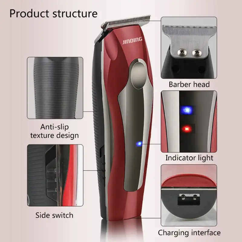  Electric Hair Clipper Oil Head Engraving Shaver USB Trimmer with 3 Limit Combs