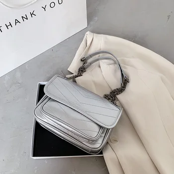 

women's bag One Shoulder Messenger Bag Women 2020 New Versatile chain bag brand style Thread Handbag