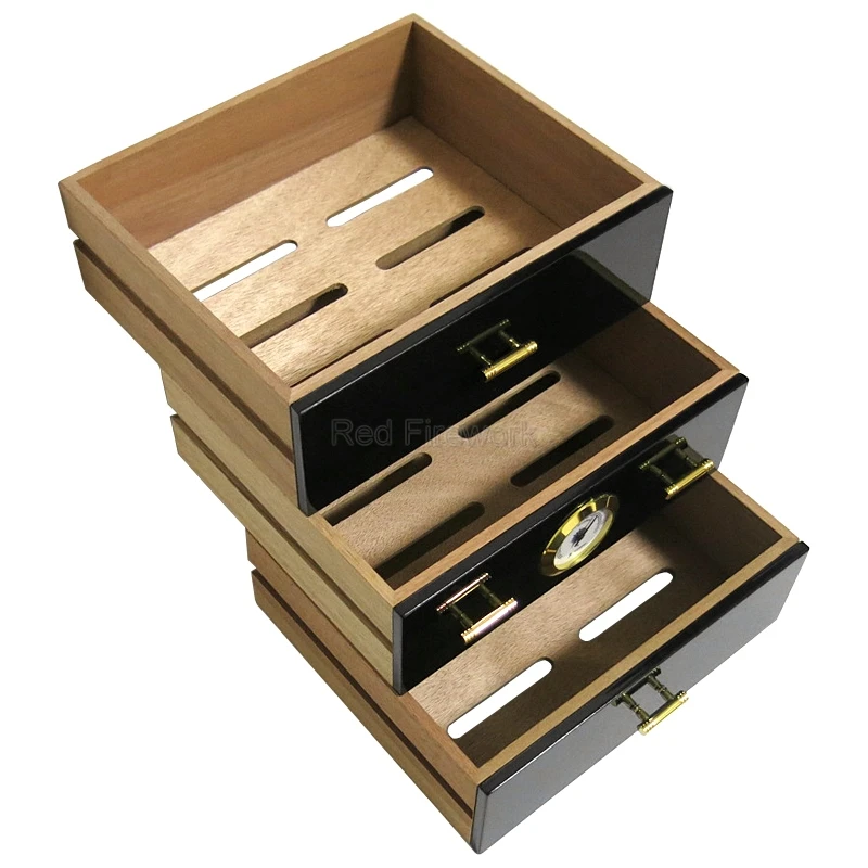 COHIBA черный глянец пианино отделка дерево кедра с подкладкой шкафчик для хранения сигар "humidor" 3/4 ящиками увлажнитель гигрометр классический Humidors