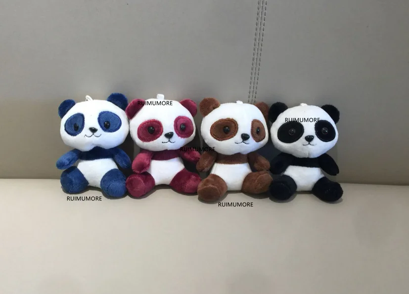 1piece random color 4colors. 11 см панда плюшевые игрушки, чучела панда фигурка игрушка, плюшевые чучела игрушки животных, с кольцом для ключей - Цвет: 1piece random color