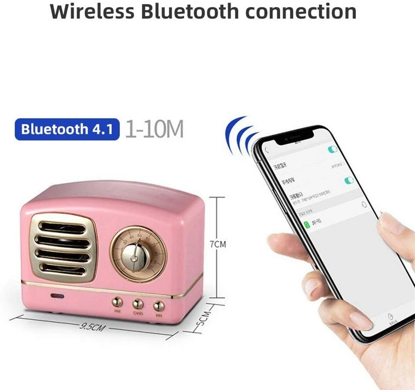 Классический радио дизайн Bluetooth динамик музыка HiFi 3D объемный громкоговоритель Громкая связь Mith микрофон для TF карты 3,5 мм AUX FM