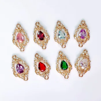 

Fashion Hot 10Pcs diamond Alloy Zircon pendant DIY gold-plated crystal diamond with pendant Settings Wholesale Handmade Fitting