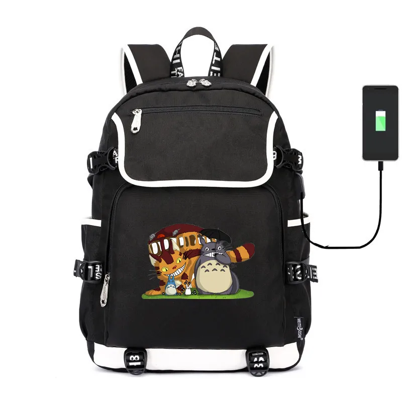 Студия Ghibli Мой сосед Тоторо школьная сумка зарядка через usb сумка тканевый рюкзак для ноутбука дорожная сумка рюкзак для подростков