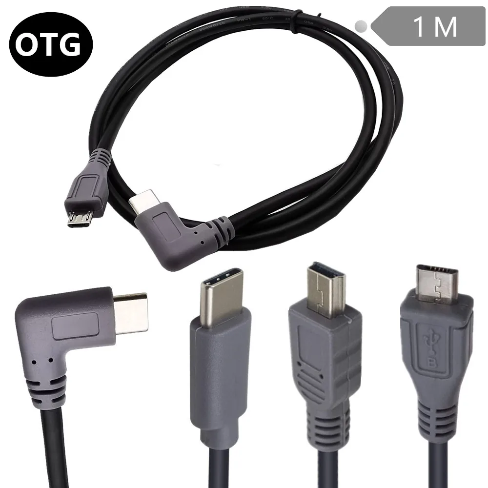 90° Mini USB to C OTG Cable Micro Cable，USB Cable，On-The-go Data Convertor Adapter | Электроника