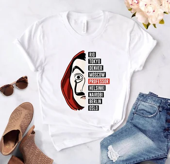 

Money Heist The House of Paper Tshirts Women La Casa De Papel Harajuku T Shirt Women Summer Bella Ciao T-shirts Female Top Tees