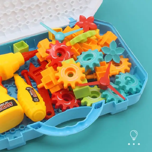 Drilling Screw 3d Creative Mosaic Toys Children Assembly Building Blocks Kids DIY Electric Drill Set Boy Educational Toolbox Toy 3
