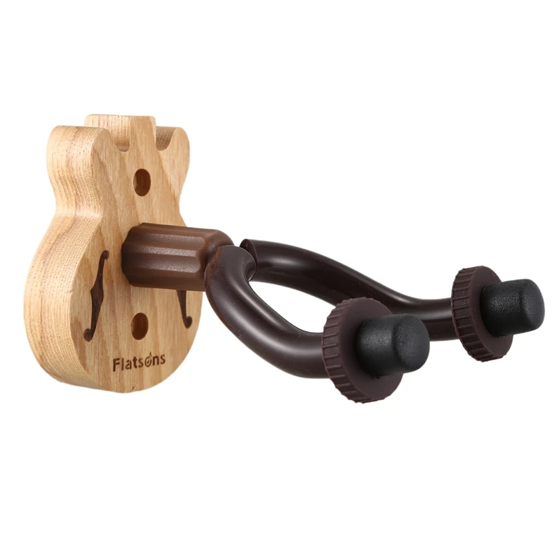 

FLATSONS Wooden Wall Mount Guitar Hook Hanger Holder Bracket Silicone Hook Protective Jacket for Acoustic Guitar Bass Ukulele,Li