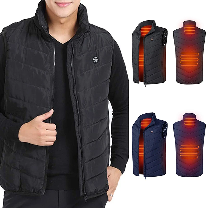 

Unisex Upgrade Heated Vest Lightweight USB Rechagable Heating Warm Waistcoat Down Gilet Heating Coat High Collar Heated