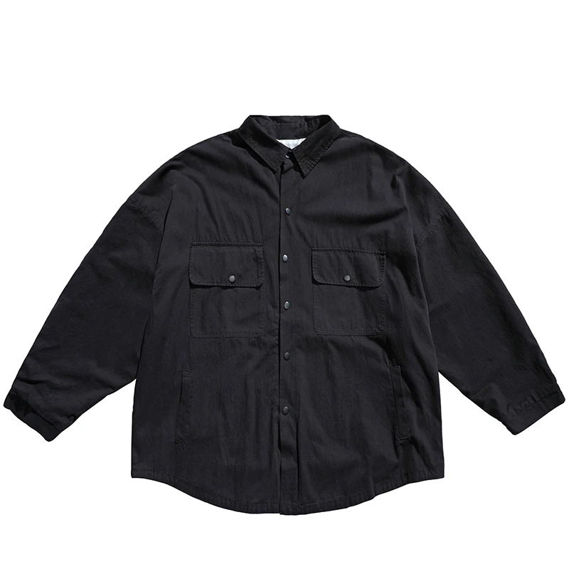 Рубашка мужская хлопковая с двойным карманом повседневная винтажная блузка в