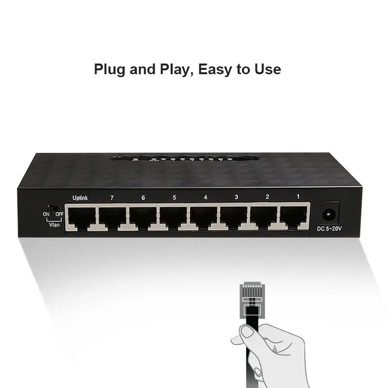 Diewu 8 Порты и разъёмы Gigabit Ethernet сетевой коммутатор Gigabit 10/100/1000 Мбит хаб настольное Lan концентратор полный/полудуплекс Ethernet Smart