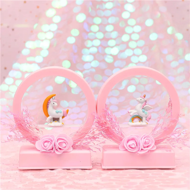 СВЕТОДИОДНЫЙ ночник в виде единорога для украшения дома Музыкальная шкатулка с подсветкой музыкальный колокольчик сушеные цветы для детей рождественские подарки для девочки игрушка