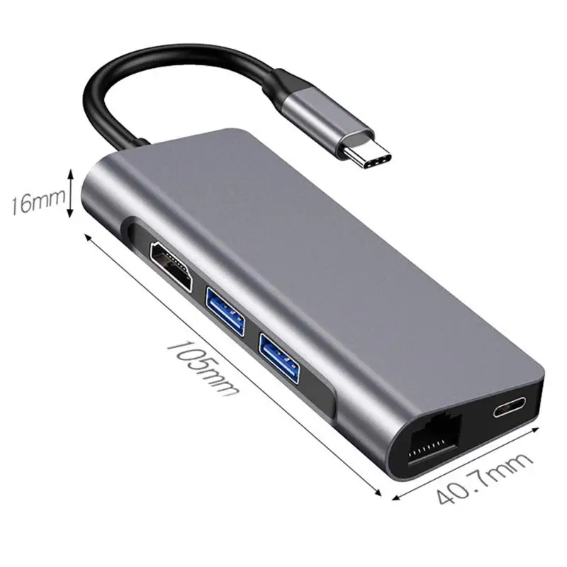 Прочный usb type-C концентратор адаптер 7 в 1 type-C док-станция HDMI PD USB3.0 TF кардридер высококачественный ноутбук многофункциональный конвертер