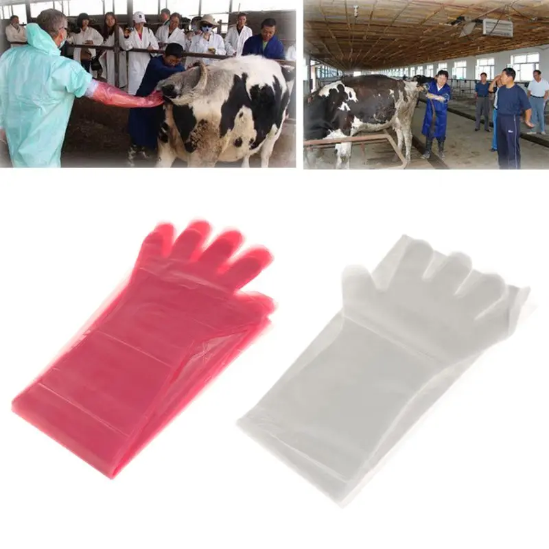 50 шт одноразовые перчатки пакет длинные руки Ветеринарный Осмотр инструмент защиты рук мягкий пластик для фермы медицинского производства животных