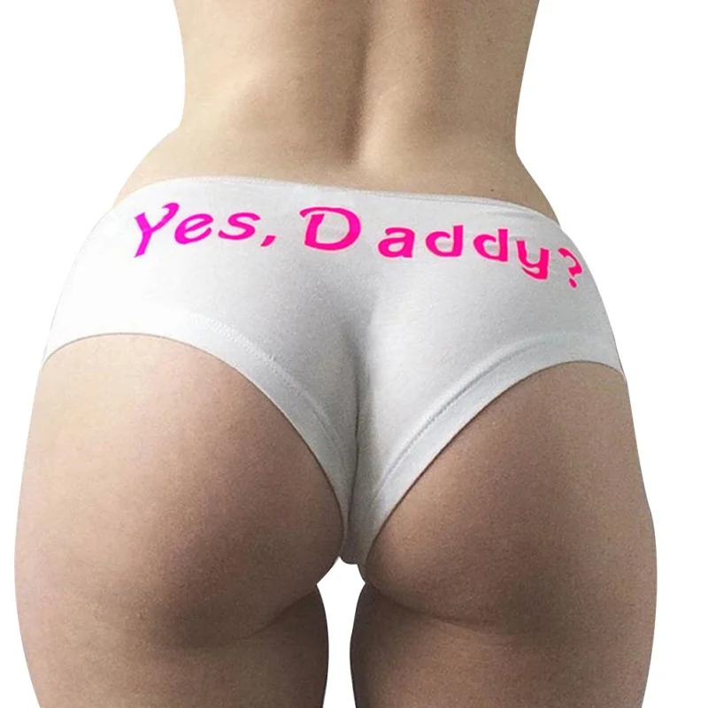 Женские трусики Смешные стринги трусы нижнее белье Yes Daddy с буквенным принтом сексуальные трусики с низкой талией Т-стринги женские трусики