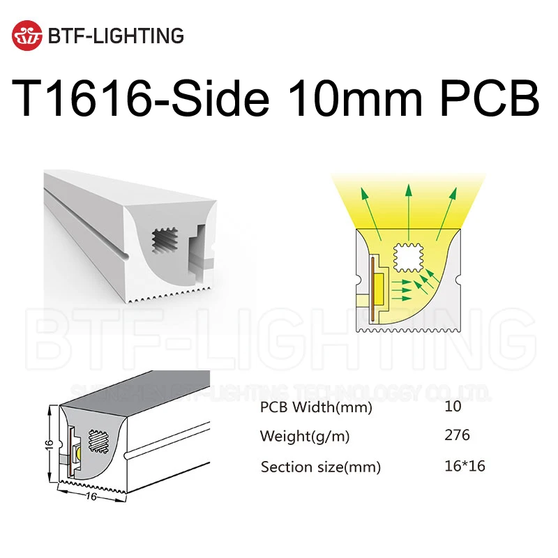 T1616-Side 10mm PCB WS2812B светодиодный неоновый веревочный светильник IP67 из мягкого силикагеля 5 метров WS2811 гибкий ленточный светильник водонепроницаемая лампа для украшения дома - Испускаемый цвет: T1616-Side 10mm PCB