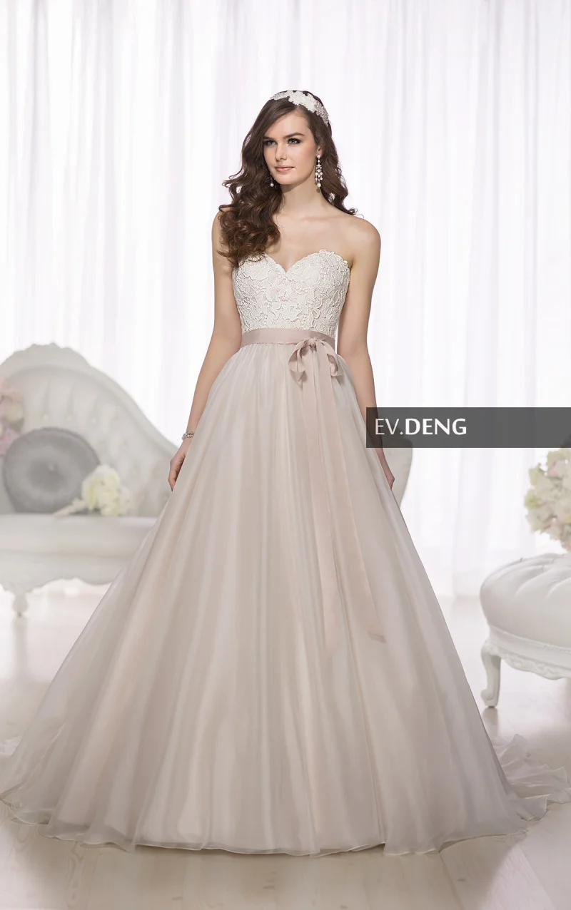 Robe de mariage ленты пояса Кнопка Casamento vestido de noiva бальные платья с кружевной свадебное платье для матери невесты платья