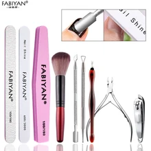 Маникюрный набор кутикулы толкатель кусачки для ногтей пилки для ногтей буферный шлифовальный инструмент Чистящая Щетка ножницы для удаления омертвевшей кожи ручка для расчистки